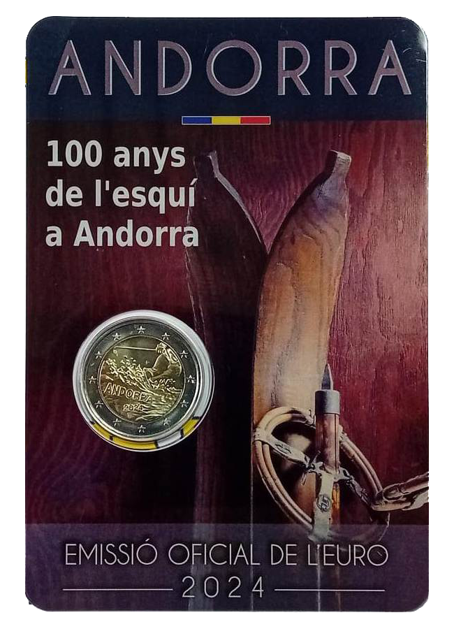 2 euros conmemorativa Centenario del Esquí en Andorra